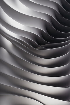 Wavy Silver Metallic 3D Background. Generative AI
