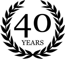 40 Years Anniversary Laurel, black and white