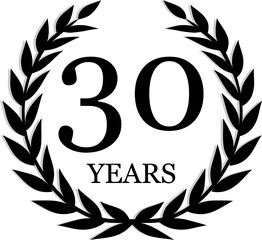 30 Years Anniversary Laurel, black and white