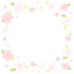 Cherry blossoms and leaves illustration, 벚꽃 과 잎 일러스트