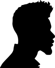 Silhouette of Man's Head on a white background.