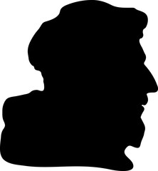 Silhouette of Man's Head on a white background.