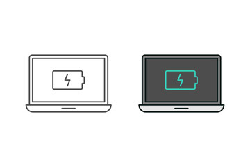 Laptop and battery notification icon vector design