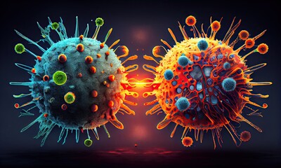 Various viruses close-up, generative AI