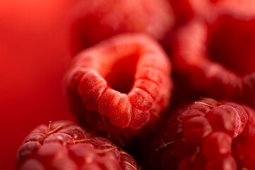 Ripe fresh raspberries as background