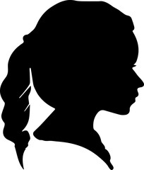 silhouette of a woman on a white background. Female head.