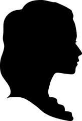 silhouette of a woman on a white background. Female head.