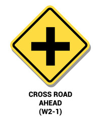 Manual On Uniform Traffic Control Device ( MUTCD ) CROSS ROAD AHEAD , United States Road Symbol Sign with description
