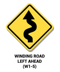 Manual On Uniform Traffic Control Device Winding Road Left Ahead Road Sign Symbol