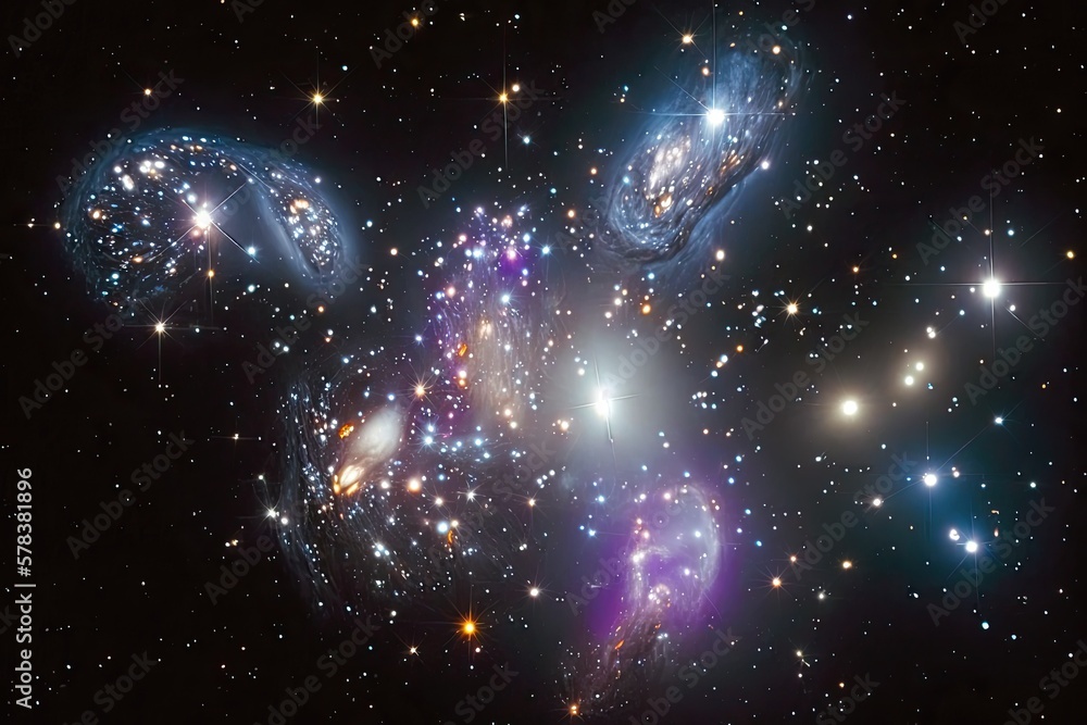 Wall mural illustration of a galaxy cluster - milk way - created with generative ai