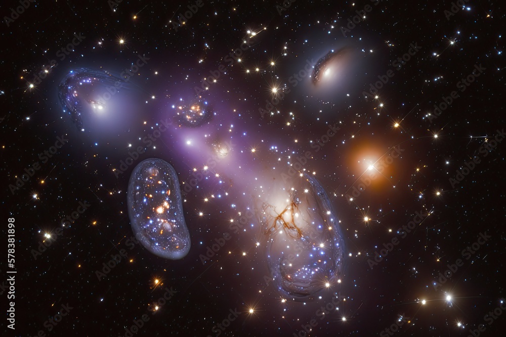 Wall mural illustration of a galaxy cluster - milk way - created with generative ai