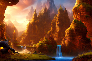 Fantasy landscape   A magical, mythical landscape. Ai