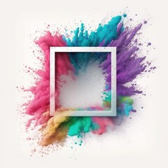 Fototapeta na wymiar Exploding of multicolor powder color in square shape with background. Finest generative AI.