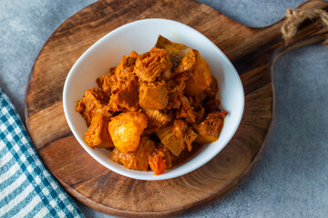 Raw Jack fruit curry Indian food. Famous in West Bengal.   