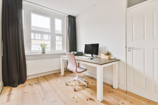 Interior of stylish room with table and chair