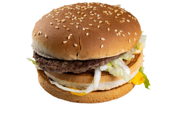 Double hamburger on transparent background prepared as png file