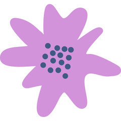 Simple abstract red flower. Hand drawn plant shape