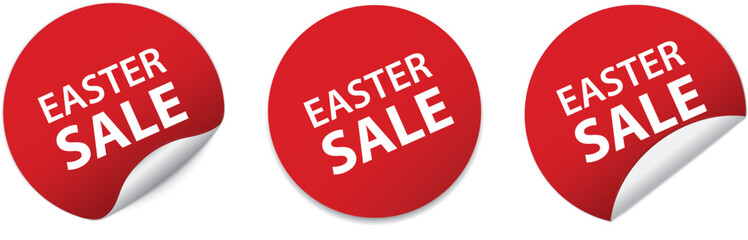 EASTER SALE - red round sticker banners