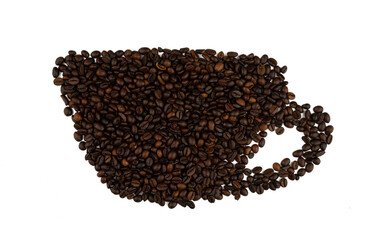 Coffee bean in mug shape isolated