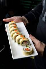 delicious sushi prepared by the chef
