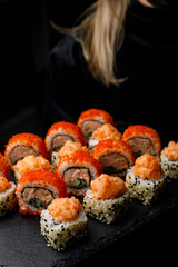 delicious sushi prepared by the chef
