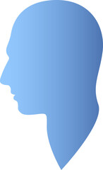 Blue profile head avatar. Male face side view. Man silhouette. Vector illustration.