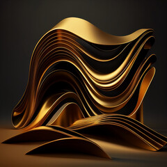 abstract background with waves and lines of colors with golden elegant marble metal texture. generate ai