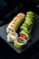 delicious sushi prepared by the chef
