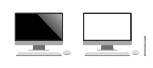 正面から見たデスクトップPCのシンプルなイラスト - obrazy, fototapety, plakaty