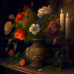 Colorful Flowers. Generative AI