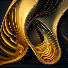 Golden wavy texture. Generative AI