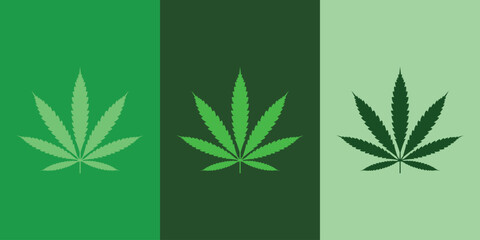 Vector design illustration repeating pattern design of a marijuana leaf on multicolored backgrounds. 420 concept. green color pallet.