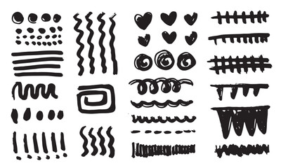 Plakat Hand drawn various shapes and doodle objects. vector illustration.