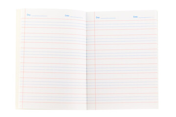 Cutout of an isolated blank 3-line notebook  with pages for kids  with the transparent png
