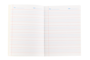 Cutout of an isolated blank 3-line notebook  with pages for kids  with the transparent png
