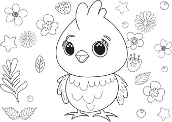 chick, childrens coloring book isolated vector