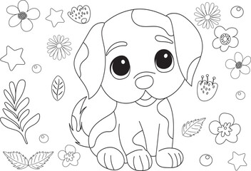 puppy childrens coloring book isolated vector