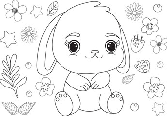 bunny childrens coloring book isolated vector