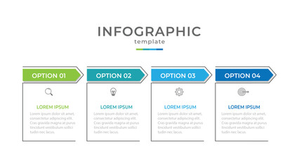 Business infographic template. Timeline process with 4 options or steps. Vector illustration.