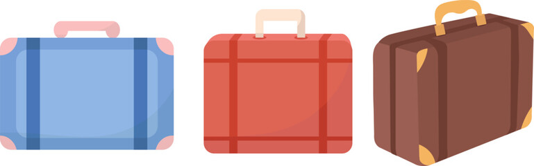 set of suitcases in flat style, vector