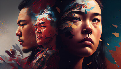 May is Asian Pacific American Heritage Month (APAHM), celebrating the achievements and contributions of Asian Americans and Pacific Islanders in the United States. Poster, banner concept. Generative A