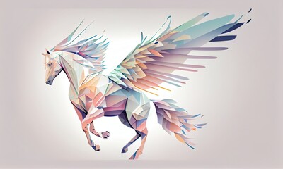 Abstract illustration of a pegasus animal minimalistic background in pastel colors, generative AI