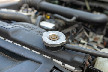 Oil cap of an engine in a car
