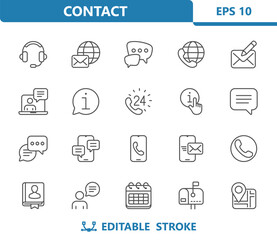 Contact Icons. Contact Us, Communication, Social Media