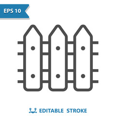 Fence Icon. Yard, Backyard, White Picket Fence