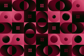 Geometric pattern in Viva Magenta color. Color of the year 2023. Minimalistic geometric background.