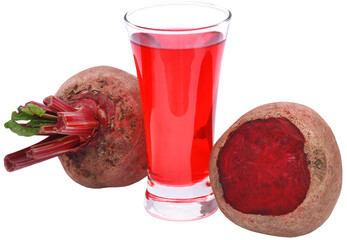 Fresh Beet with juice in glass