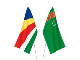 Seychelles and Turkmenistan flags