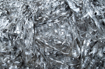 A pile of aluminum foil sorted for recycling close