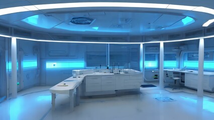 Fototapeta premium photo of clean modern laboratory, generative art by A.I